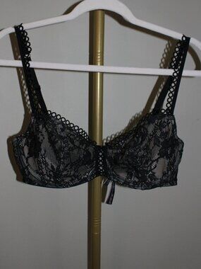 Women's Victoria's Secret Black Dream Angel Bra, Size 34DD